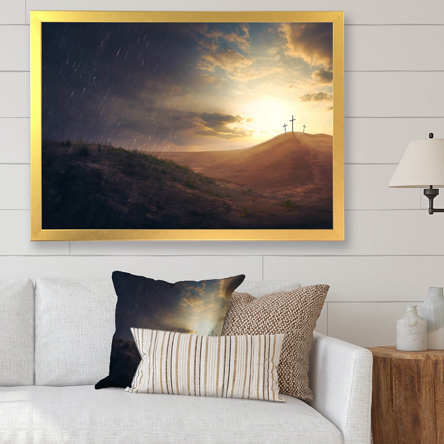 Union Rustic Religious Crosses In The Desert - Traditional Canvas Wall ...