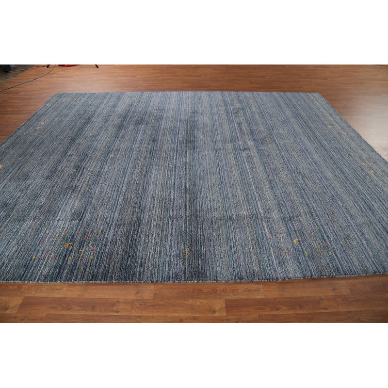 Tapis rayé bleu et gris Gabbeh