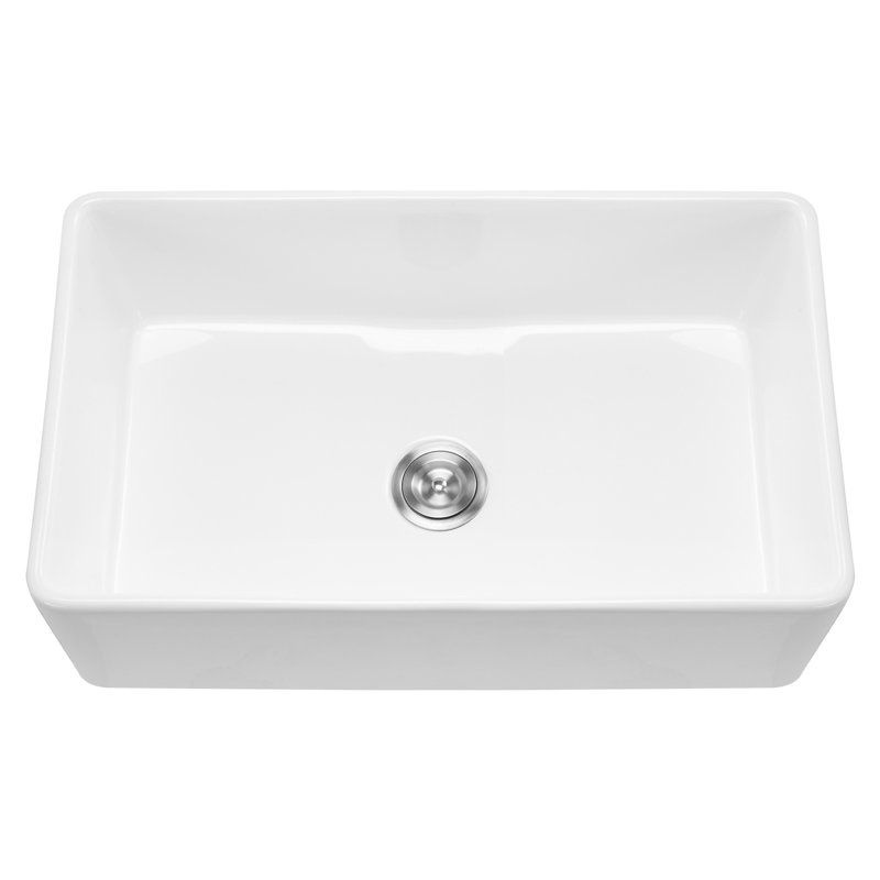 33.5X20 In Farmhouse Sink Undermount Kitchen Single Bowl Basin Fireclay White