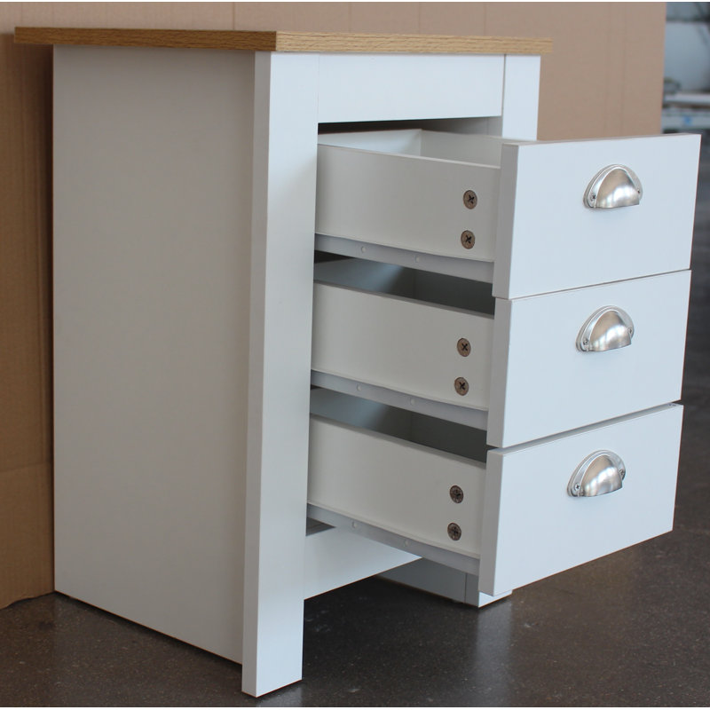 Natthan 40cm W Bedside Table, White/Oak