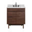 Carina 31 po Meuble-lavabo simple en teck café avec plateau en marbre blanc de Carrare-121163847