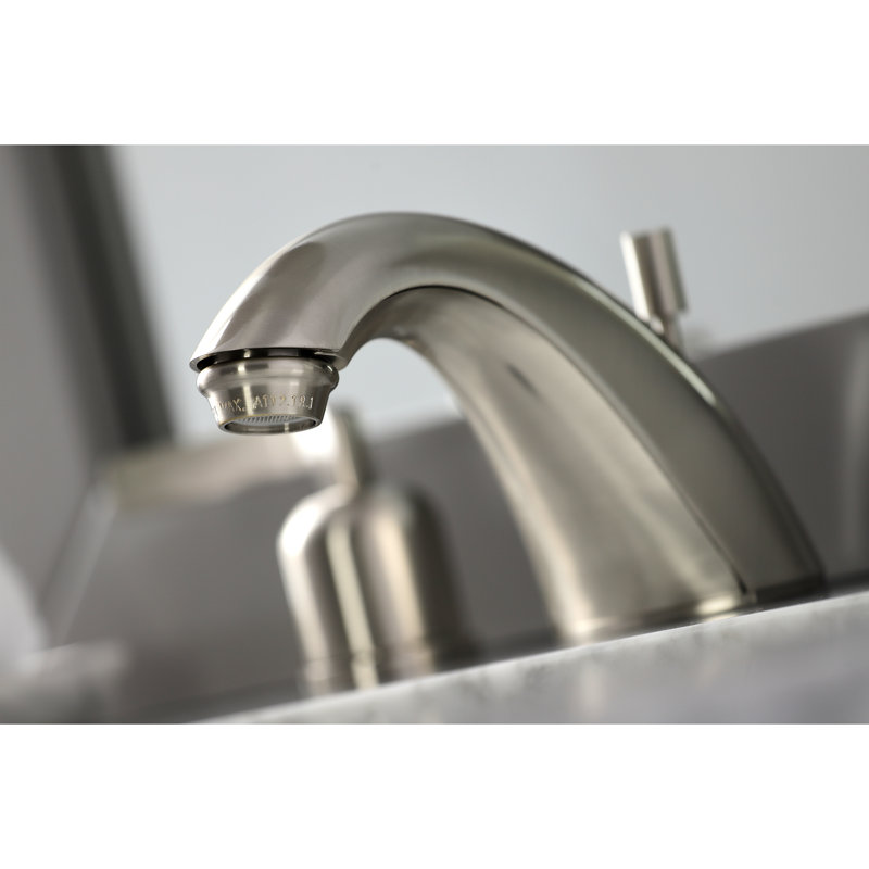 Kingston Brass Centurion Two-Handle 3-Hole Deck Mount Widespread Bathroom Faucet with Retail Pop-Up Drain, Brushed Nickel