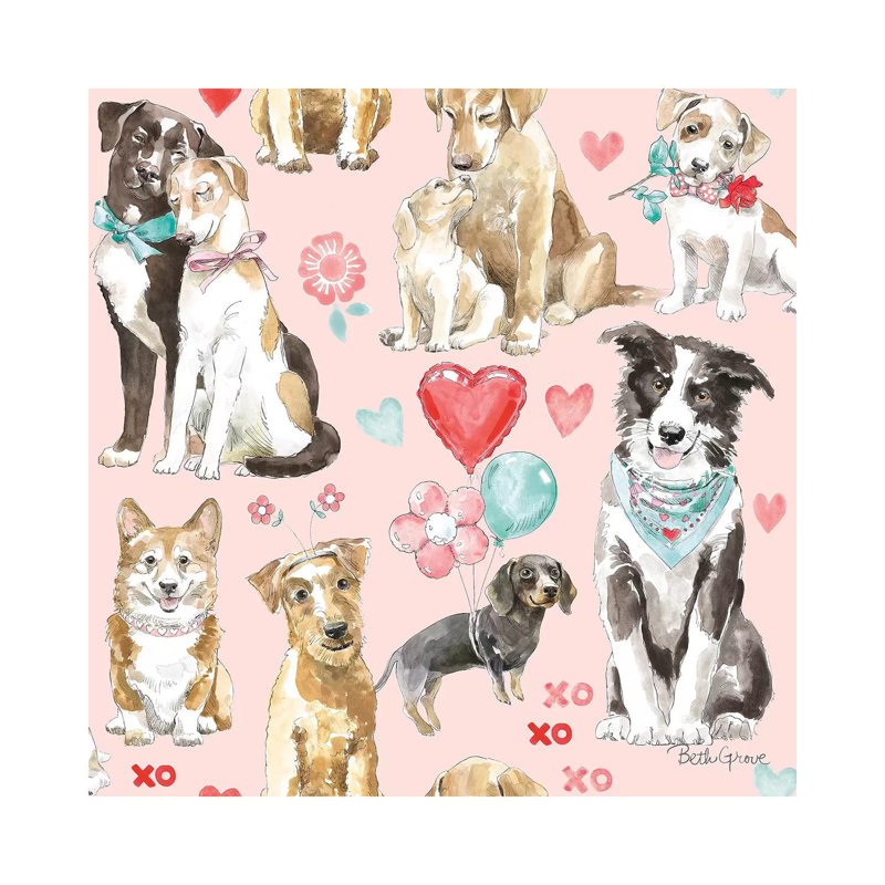 Paws Of Love Pattern IB by Beth Grove - Wrapped Canvas Print, 93.98 cm H x 93.98 cm W x 1.91 cm D