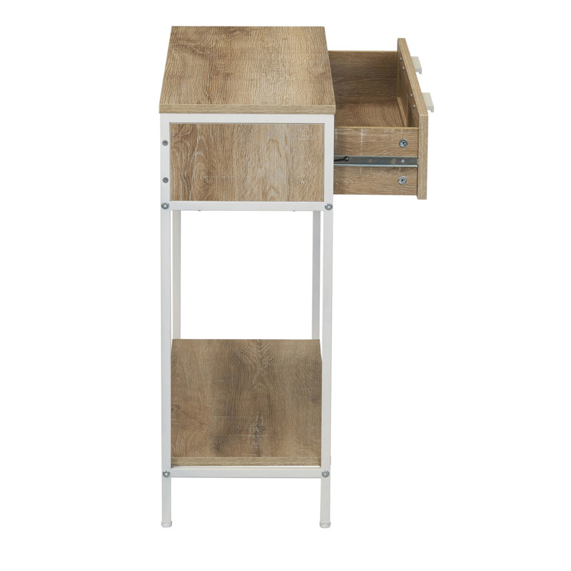 Table de console tressée, Plateau brun / structure blanche