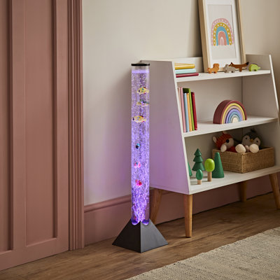 Janel 80cm Black Wood LED Column Floor Lamp