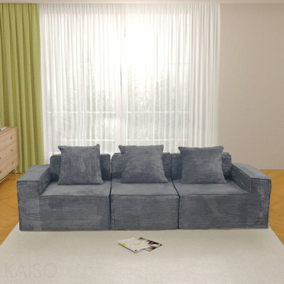 Floor Couch,Compression Sofa,Convertible Floor Sofa Bed-With Pillow Back Support Armrest,Comfy Futon Couch Lounge Sleeper Bed,Chenille Fabric,For Living Room Bedroom  100x36.2x27.6inch