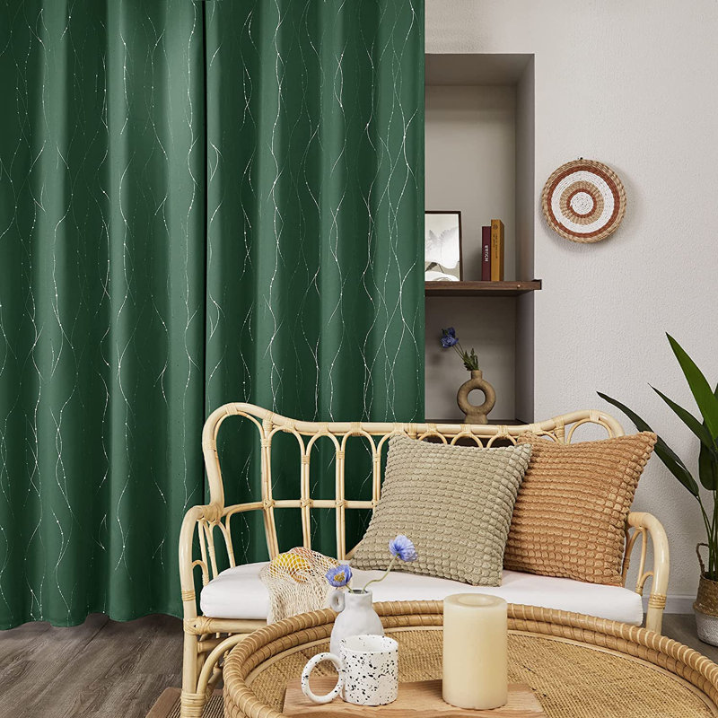 Flurin Room Darkening Curtain Pair, 52" W x 54" L, Dark Forest