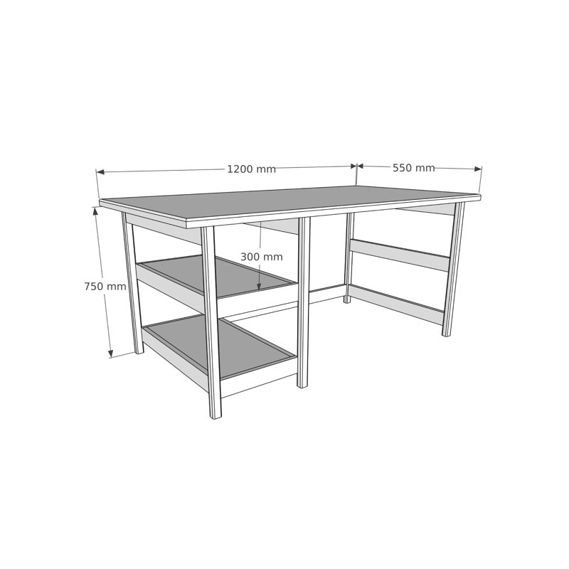 Computer Desk 120Cm Rectangular Herward