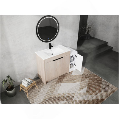 48 Inch Freestanding Bathroom Vanity With Ceramic Sink And Storage Cabinets, Soft Closing Door, 02436+0312 Combination Cabinet,