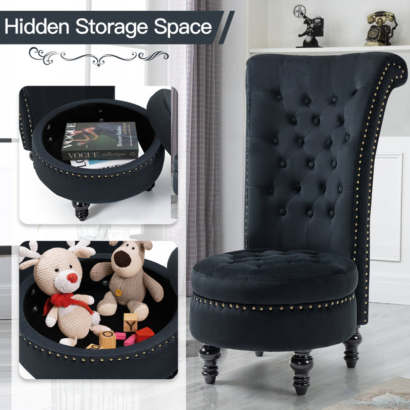 Jairaj Upholstered Accent Chair, Black Velvet