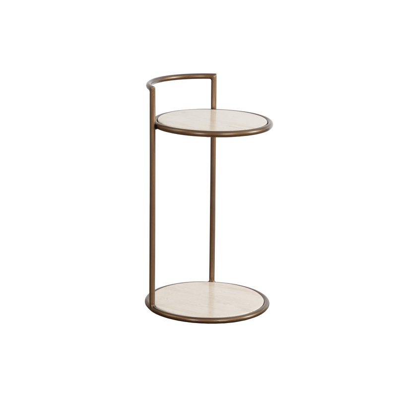 Parga Outdoor Round Side Table, Brown, Brown