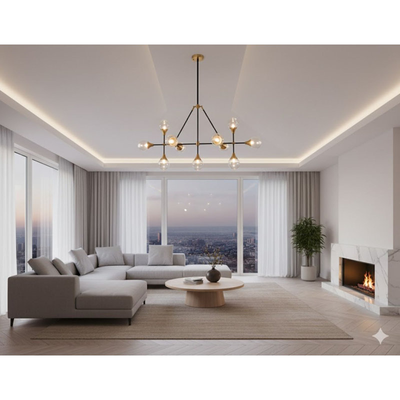 Rodrigez 11-Light Black And Gold Sputnik Chandelier With Clear Glass Shades
