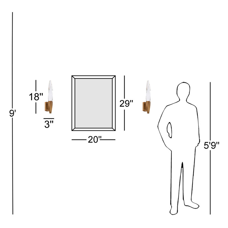 Kindjal Dimmable LED Armed Crystal Sconce With 3-CCT Color Temperature Selectable Switch (3000K-3500K-4000K), Aged Brass