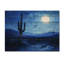 Cactus sous les étoiles bleues du désert II - décoration murale en bois de cactus floral - sur bois de pin naturel-716571351