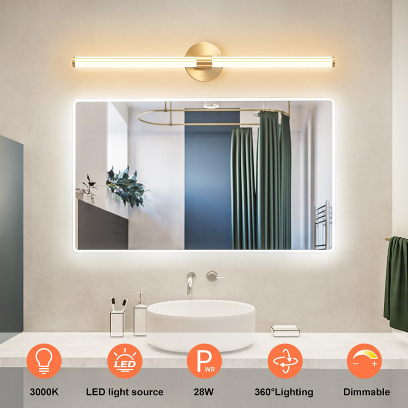 Applique murale à DEL à intensité variable pour salle de bain avec éclairage à 360 °