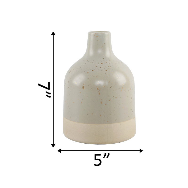 Kanedra Handmade Ceramic Decorative Bottle, 7" H x 5" W x 5" D, Sage