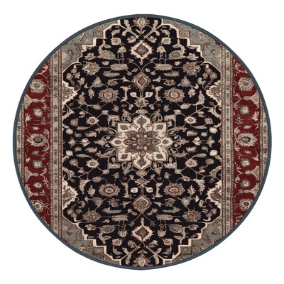 Tapis persan noir lavable à la machine