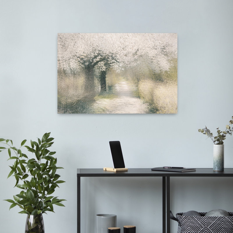 Cerisier en fleurs, H 16 po x l 24 po