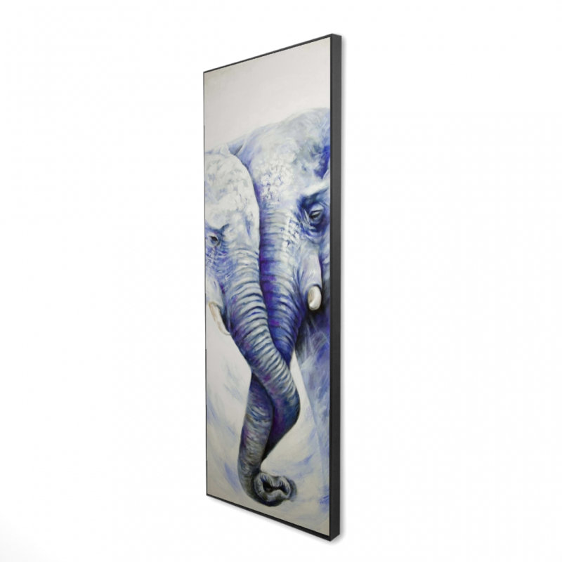 "Couple d'éléphants s'aimant" sur toile