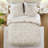 Ivory Microfiber Bedding Sets, Textured Floral Design For All Seasons