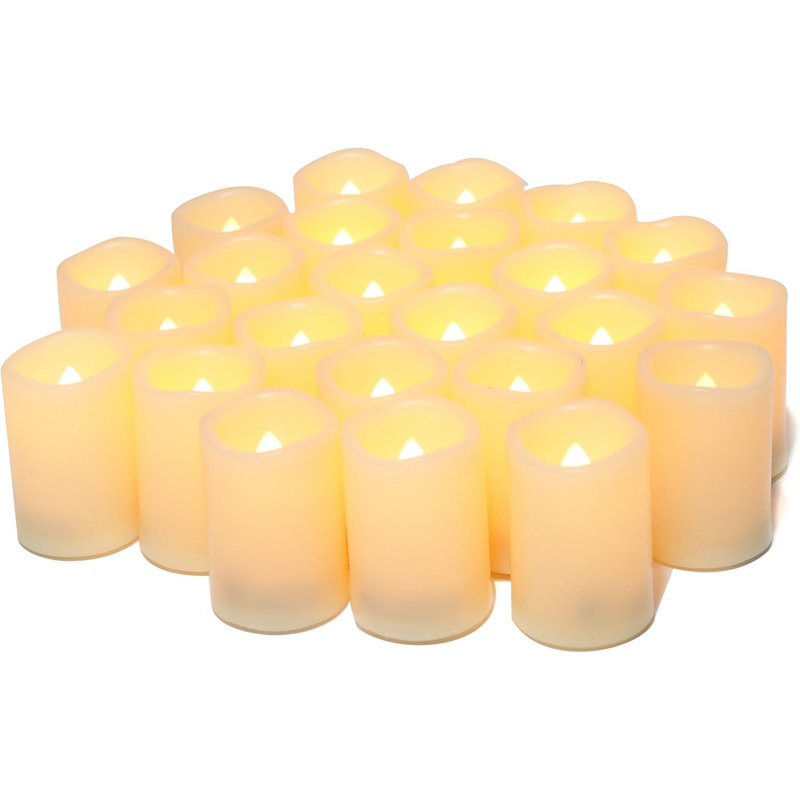 24 PCS 5cm LED Flameless Flickering Votive Tea Lights Candle Battery Operated/Electric Flicker Tealights Bulk Fake Candles for Wedding, Party, Festival, Christmas Decorations (Batteries Included)