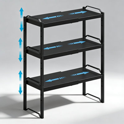 Organisateur de tablettes d'armoire extensible et empilable