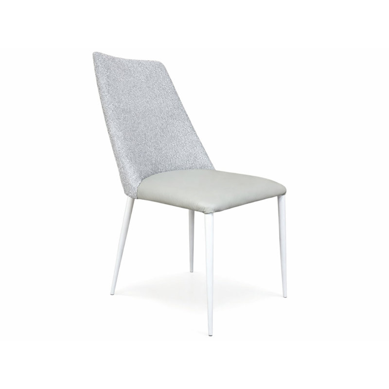 Chaise Clavene en cuir et coton., Gris, Gris