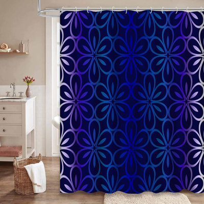 Rideau de douche bleu foncé à 12 crochets