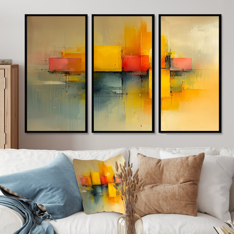 «Geometric Pulse», art optique V - art mural grand minimalisme - 3 panneaux, H 28 po x l 36 po, Noir