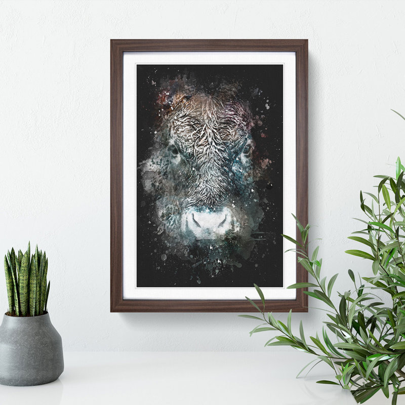 Colourful Bull Cow - Framed Print, Walnut Framed, 45cm H x 33cm W x 2cm D