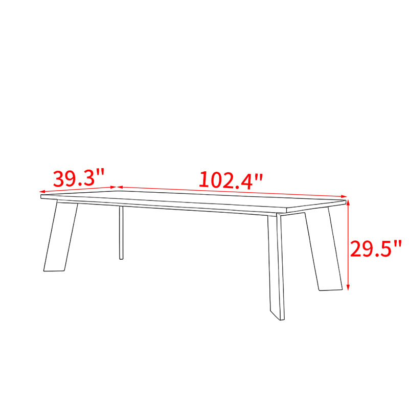Modern simple solid wood dining table, 29.5"H x 102.4"L x 39.3"W