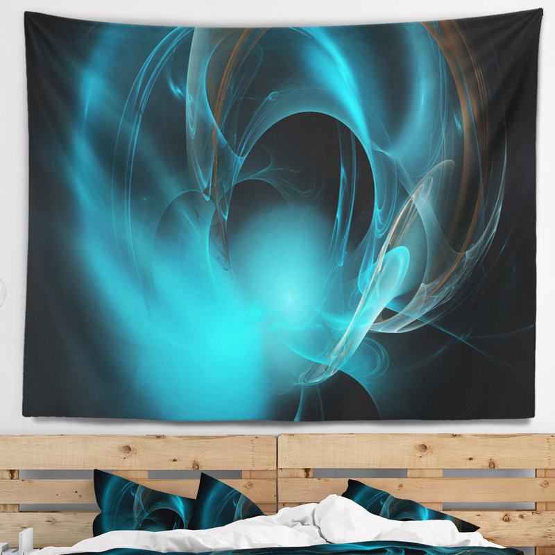 Tapisserie nebula abstrait bleu fractal galactic, H 78 po x l 92 po