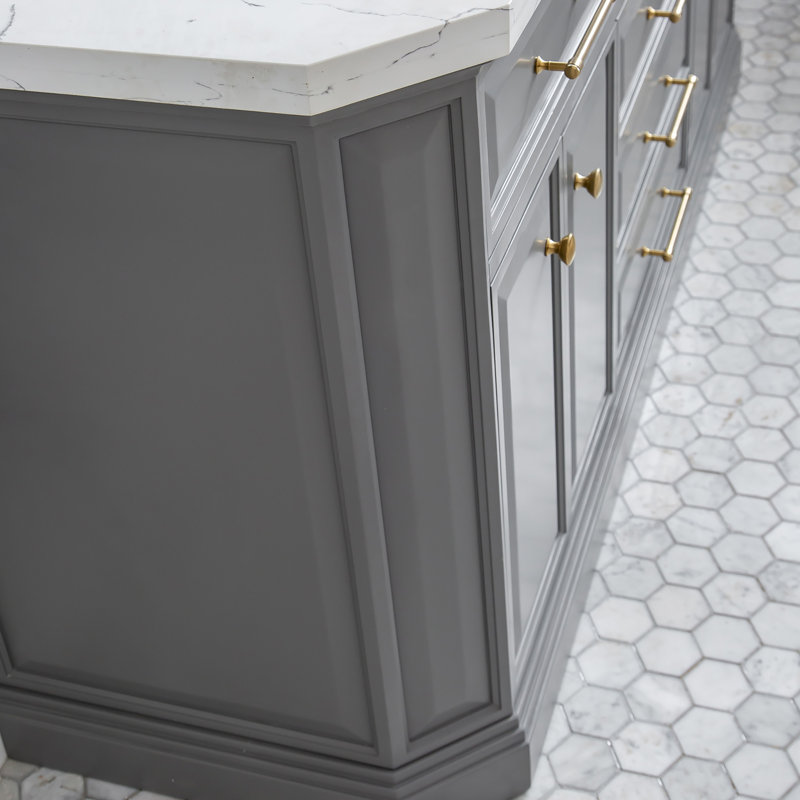 Palace 72'' W Double Vanity, Cashmere Gray, Satin Brass