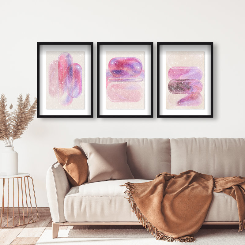 Rose Topaz Set Set by Oliver Gal, 46.5"H x 31.5"W, Black Shadowbox