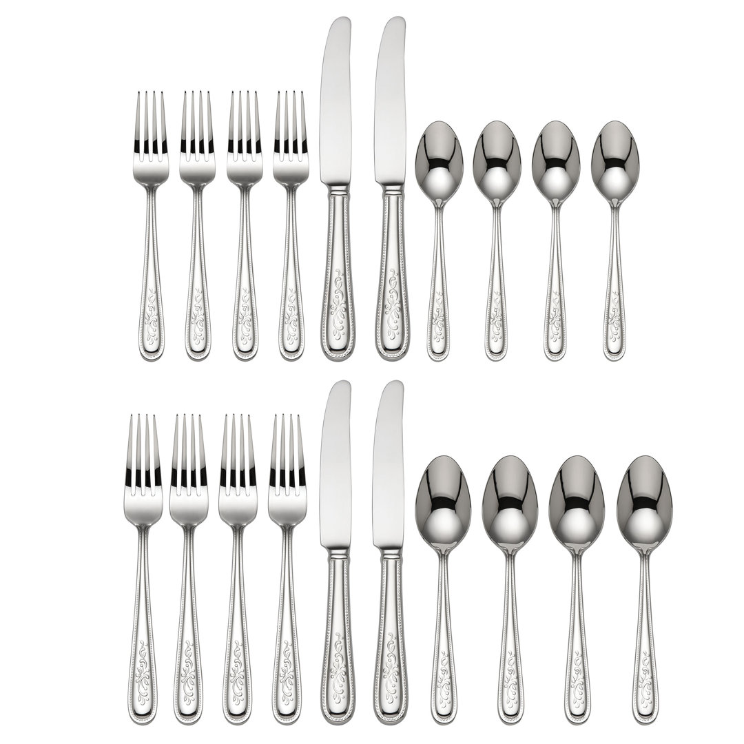 Opal Innocence 20 Piece 18/10 Stainless Steel Flatware Set Lenox