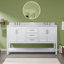 Meuble-lavabo à double cuve 61 po avec dessus en marbre de Carrare Pfarr-95023651