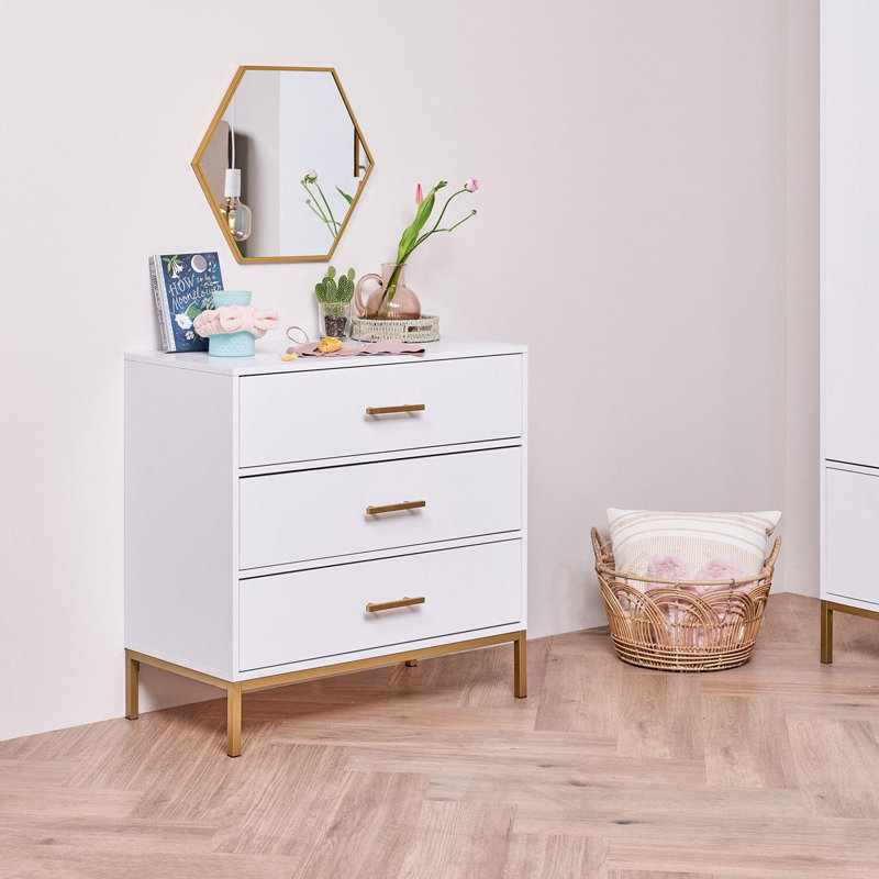 Agna 80cm W 3 - Drawer Chest of Drawers, White