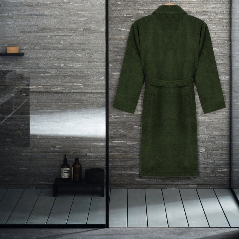 Mid-Calf Bathrobe with Pockets, S/M, Khaki