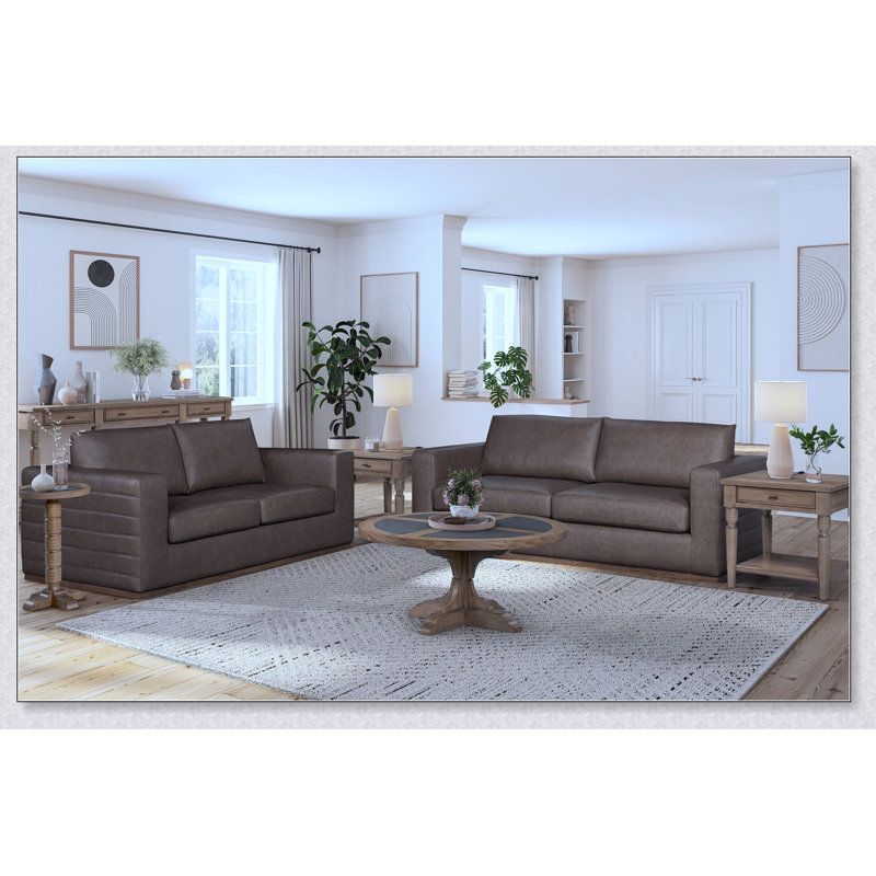 Table de bout élégante et fonctionnelle avec placages en hickory durable et finition amande élégante pour les intérieurs modernes