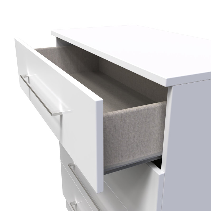 Fully Assembled Alasha 4 - Drawer Chest of Drawers, White Gloss
