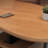 Nut-brown+Black+Clear Curved Solid Wood+Iron+Acrylic desks-107506939