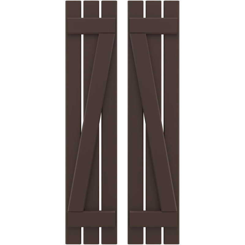 Volets de planche-n-lattes avec barre en Z (par paire) Americraft (2 lattes), Brun raisin, 11 1/2", 71"