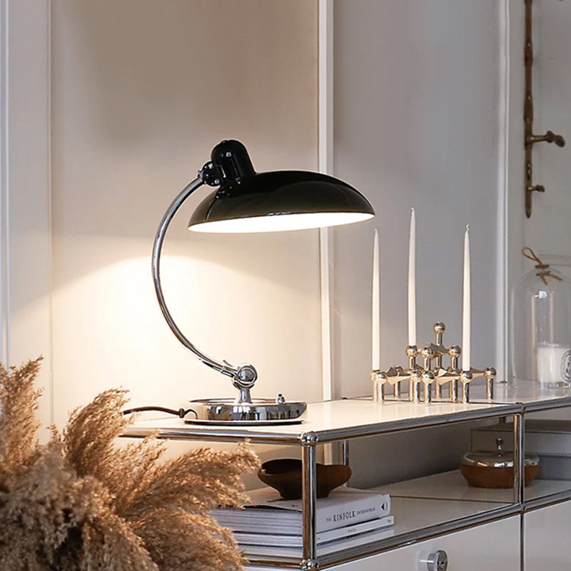 Modern Goose Neck Swing Arm Table Lamp, Black