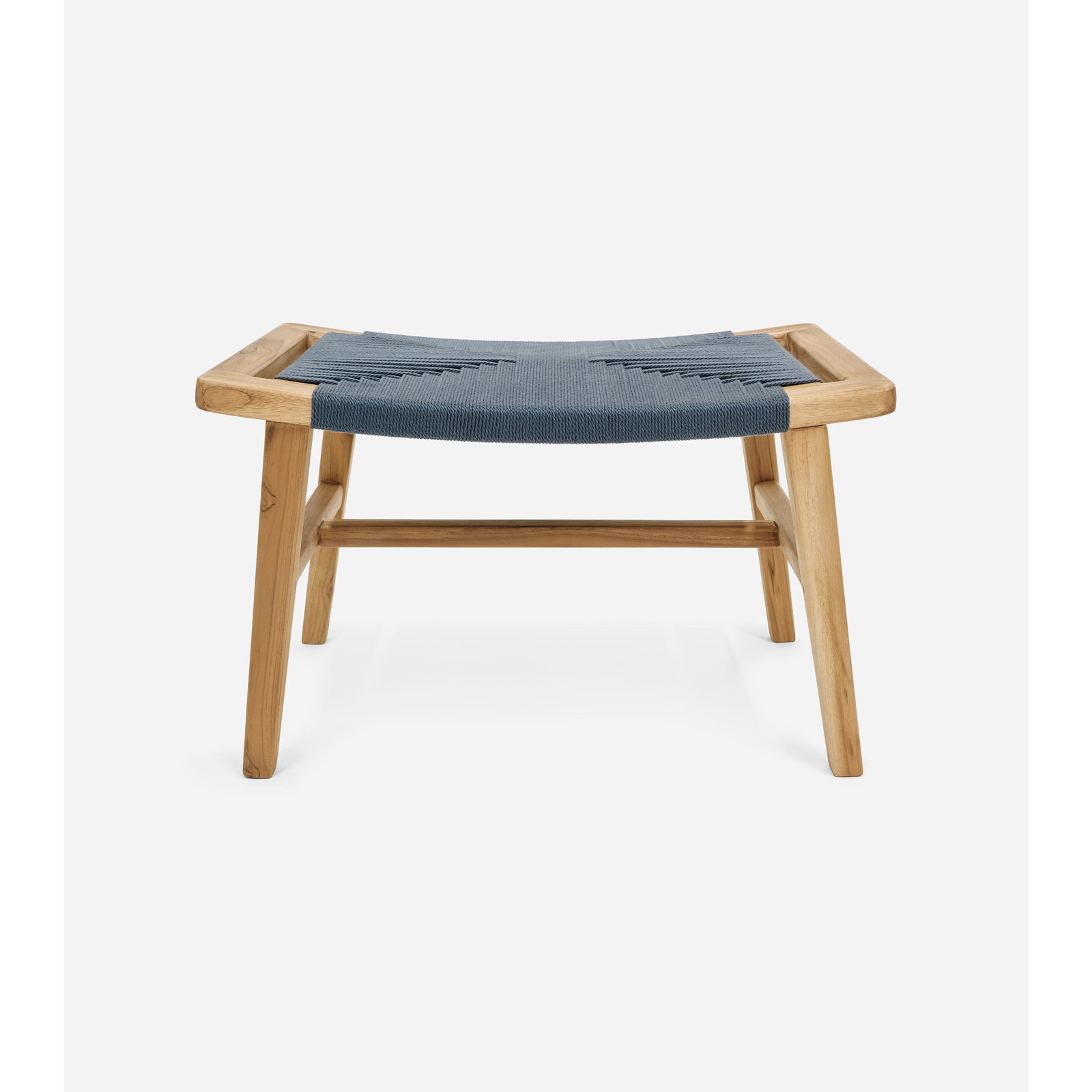Masaya Upholstered Ottoman, Natural, Charcoal Cross Braided