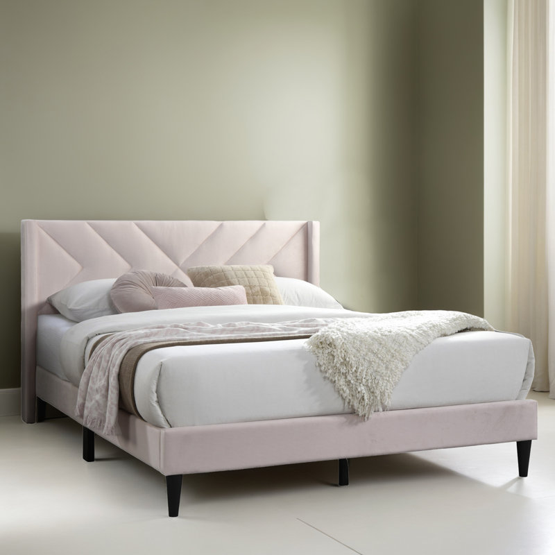 Base de lit tapissier grand format, Rose clair