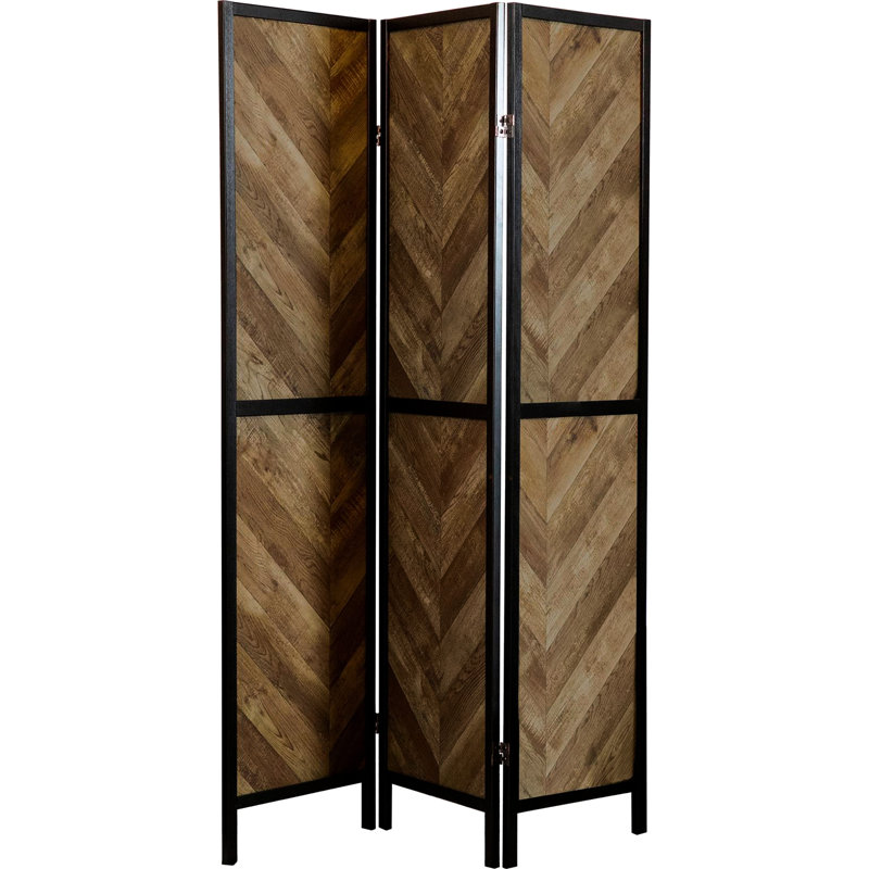 Paravent pliant à chevrons couleur tabac rustique, ajoute intimité et charme à votre intérieur, 179 cm x 132 cm x 2 cm, pour préserver votre intimité.