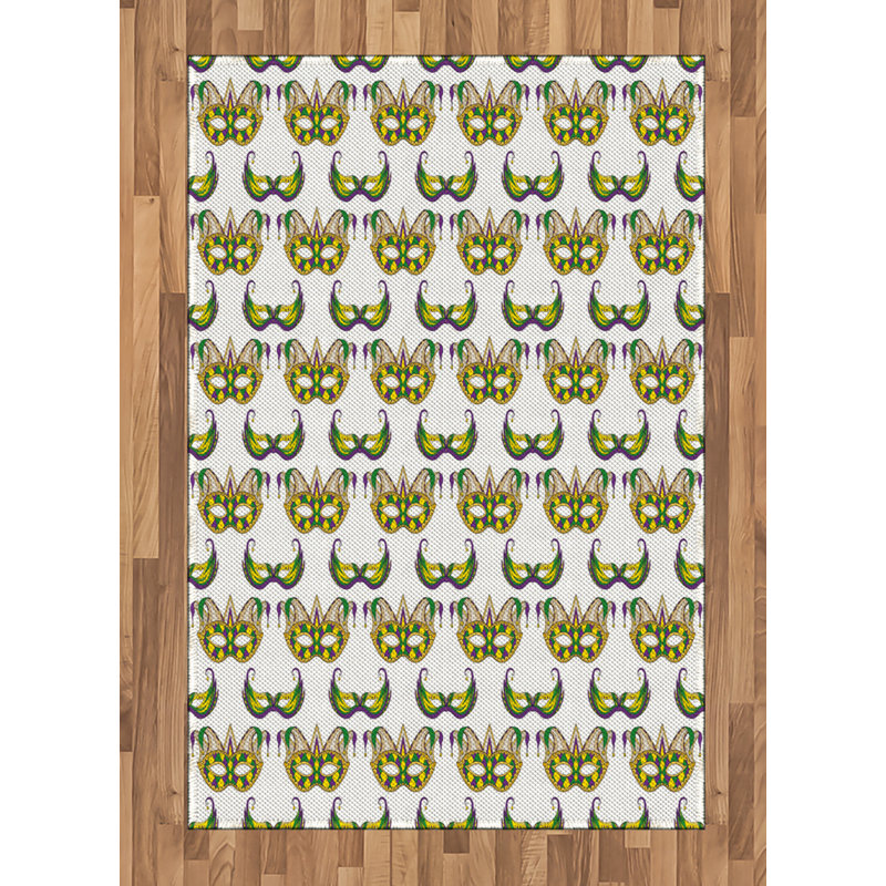 Mardi Gras High Density Long Fiber Poly Threads Decorative Area Rug Carpet, Rectangle 4' x 5'8"