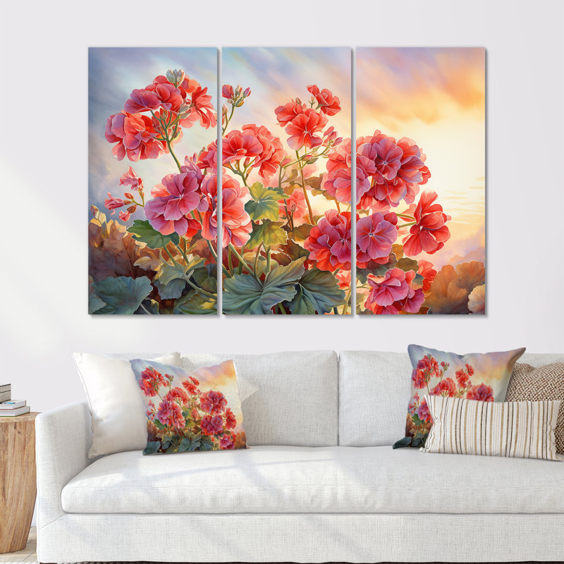 Ensemble de salon Geraniums Sunset Blooming I - Geraniums, H 32 po x l 48 po x P 1 po