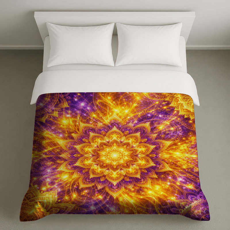 Housses de couette à motif mandala doré, Grand lit