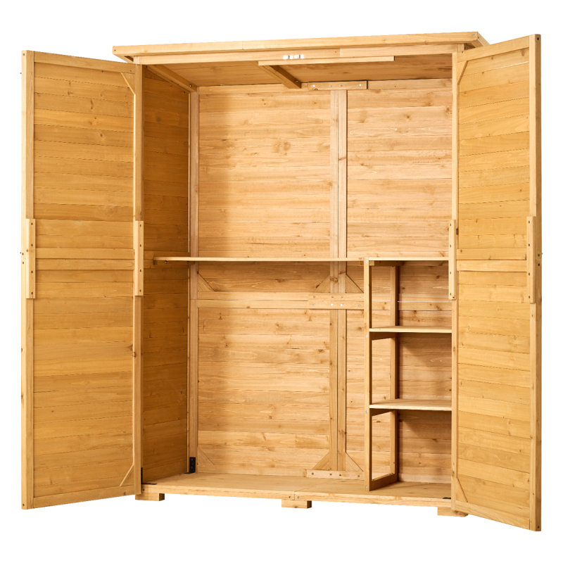 Outdoor Wooden Storage Shed Waterproof Garden Tool Metal Shed 55X67.5 Inch